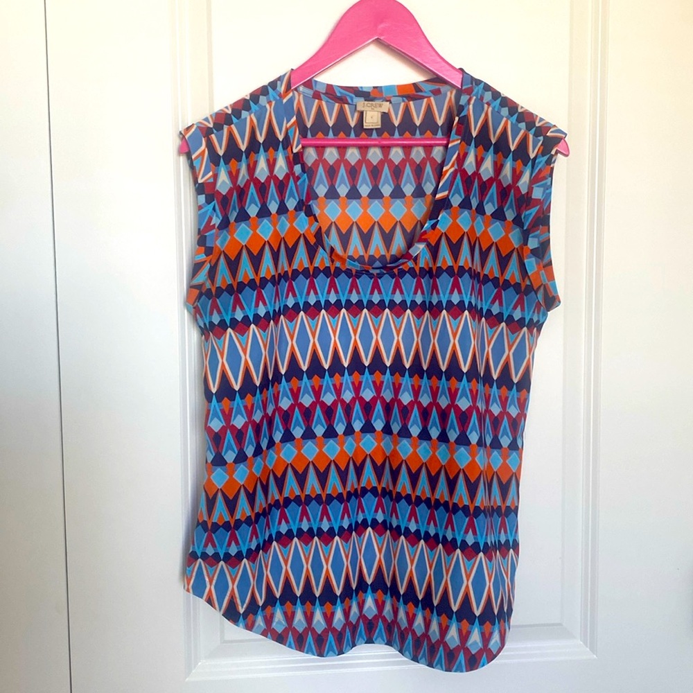 J Crew Multicolor Geometric‎ Top
